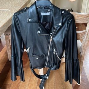 Bagatelle faux leather moto jacket with flare sleeves